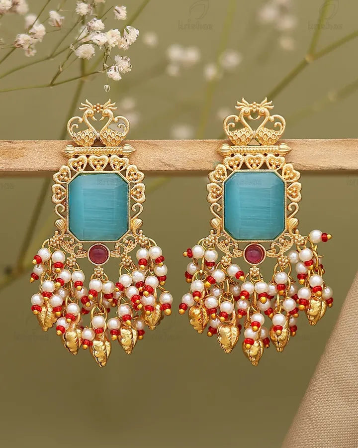Nitya premium danglers in sky blue