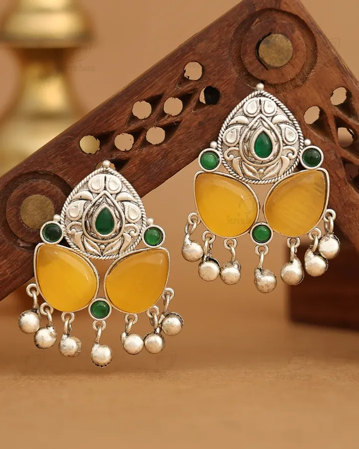 Trilok studs in yellow